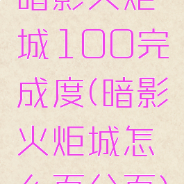 暗影火炬城100完成度(暗影火炬城怎么百分百)