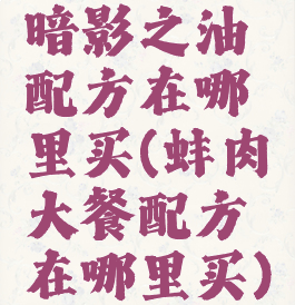 暗影之油配方在哪里买(蚌肉大餐配方在哪里买)