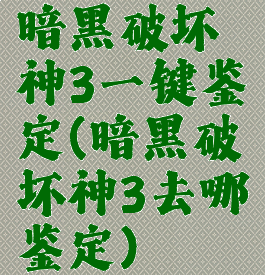 暗黑破坏神3一键鉴定(暗黑破坏神3去哪鉴定)