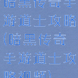暗黑传奇手游道士攻略(暗黑传奇手游道士攻略视频)