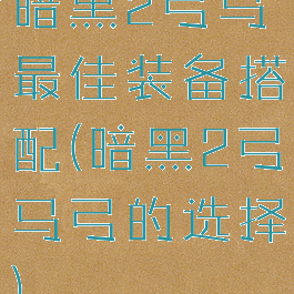 暗黑2弓马最佳装备搭配(暗黑2弓马弓的选择)