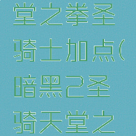 暗黑2天堂之拳圣骑士加点(暗黑2圣骑天堂之拳伤害)