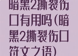 暗黑2撕裂伤口有用吗(暗黑2撕裂伤口符文之语)