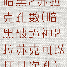 暗黑2苏拉克孔数(暗黑破坏神2拉苏克可以打几次孔)