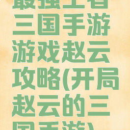 最强王者三国手游游戏赵云攻略(开局赵云的三国手游)