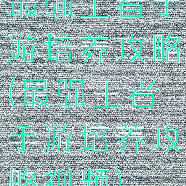最强王者手游培养攻略(最强王者手游培养攻略视频)