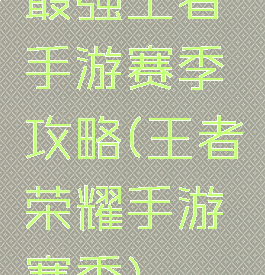 最强王者手游赛季攻略(王者荣耀手游赛季)