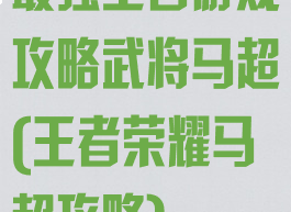 最强王者游戏攻略武将马超(王者荣耀马超攻略)
