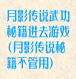 月影传说武功秘籍进去游戏(月影传说秘籍不管用)