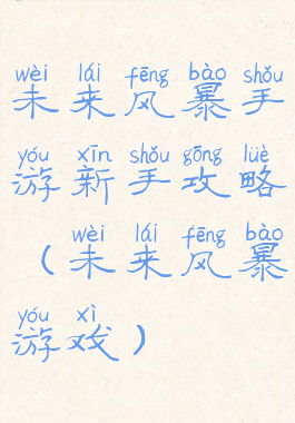 未来风暴手游新手攻略(未来风暴游戏)