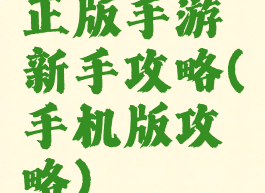 正版手游新手攻略(手机版攻略)