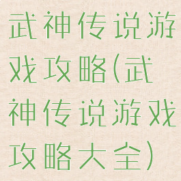 武神传说游戏攻略(武神传说游戏攻略大全)