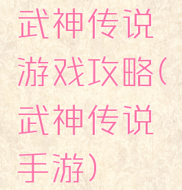 武神传说游戏攻略(武神传说手游)