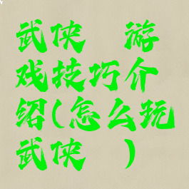 武侠乂游戏技巧介绍(怎么玩武侠乂)