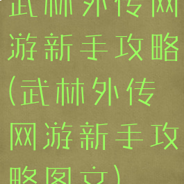 武林外传网游新手攻略(武林外传网游新手攻略图文)