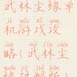 武林尘缘单机游戏攻略(武林尘缘破解版)