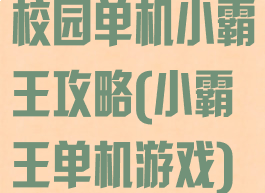 校园单机小霸王攻略(小霸王单机游戏)