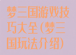 梦三国游戏技巧大全(梦三国玩法介绍)