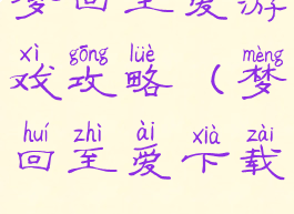 梦回至爱游戏攻略(梦回至爱下载)