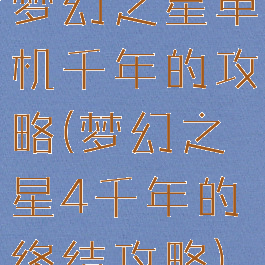梦幻之星单机千年的攻略(梦幻之星4千年的终结攻略)