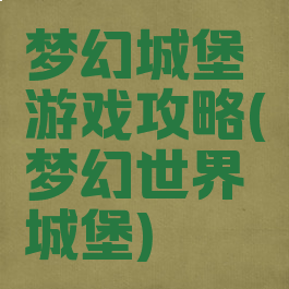 梦幻城堡游戏攻略(梦幻世界城堡)