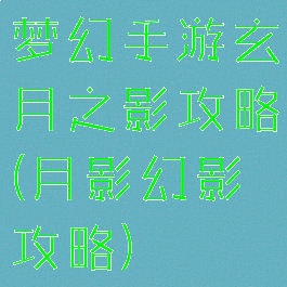 梦幻手游玄月之影攻略(月影幻影攻略)