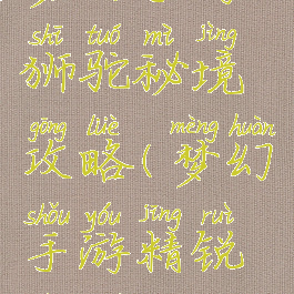 梦幻手游狮驼秘境攻略(梦幻手游精锐狮驼攻略)