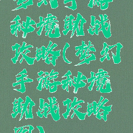梦幻手游秘境助战攻略(梦幻手游秘境助战攻略图)