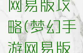 梦幻手游网易版攻略(梦幻手游网易版攻略最新)