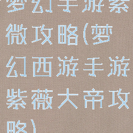 梦幻手游紫微攻略(梦幻西游手游紫薇大帝攻略)
