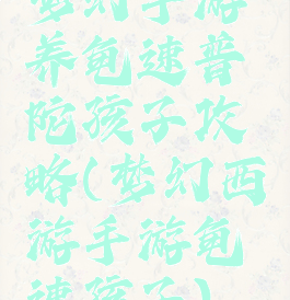 梦幻手游养龟速普陀孩子攻略(梦幻西游手游龟速孩子)