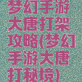 梦幻手游大唐打架攻略(梦幻手游大唐打秘境)