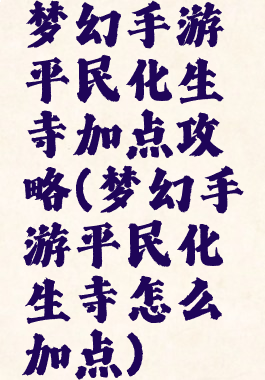 梦幻手游平民化生寺加点攻略(梦幻手游平民化生寺怎么加点)