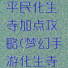 梦幻手游平民化生寺加点攻略(梦幻手游化生寺详细攻略)