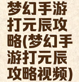 梦幻手游打元辰攻略(梦幻手游打元辰攻略视频)