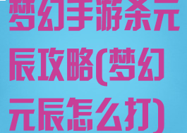 梦幻手游杀元辰攻略(梦幻元辰怎么打)