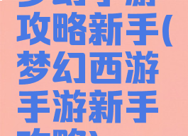 梦幻手游攻略新手(梦幻西游手游新手攻略)