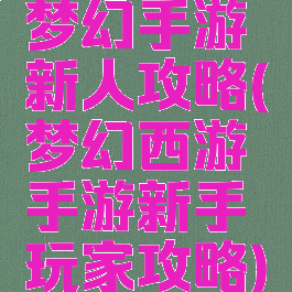 梦幻手游新人攻略(梦幻西游手游新手玩家攻略)