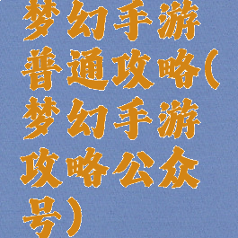 梦幻手游普通攻略(梦幻手游攻略公众号)