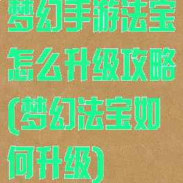 梦幻手游法宝怎么升级攻略(梦幻法宝如何升级)