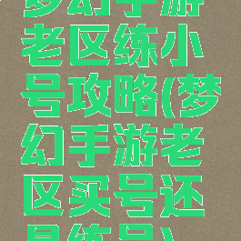 梦幻手游老区练小号攻略(梦幻手游老区买号还是练号)