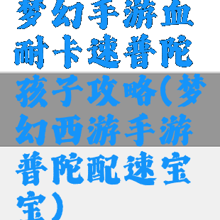梦幻手游血耐卡速普陀孩子攻略(梦幻西游手游普陀配速宝宝)