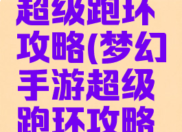 梦幻手游超级跑环攻略(梦幻手游超级跑环攻略视频)