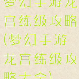 梦幻手游龙宫练级攻略(梦幻手游龙宫练级攻略大全)