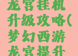 梦幻手游龙宫挂机升级攻略(梦幻西游龙宫提升攻略)