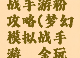 梦幻模拟战手游粉攻略(梦幻模拟战手游氪金玩家攻略)