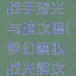 梦幻模拟战手游光与暗攻略(梦幻模拟战光辉攻略)