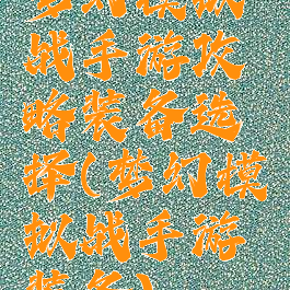 梦幻模拟战手游攻略装备选择(梦幻模拟战手游装备)