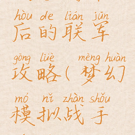 梦幻模拟战手游最后的联军攻略(梦幻模拟战手游剧情攻略)