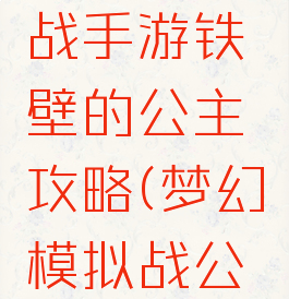 梦幻模拟战手游铁壁的公主攻略(梦幻模拟战公主梦堡)